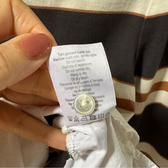 Veronica Beard Bertie Cotton Layered Top in Charcoal Multi M - Picture 12 of 14